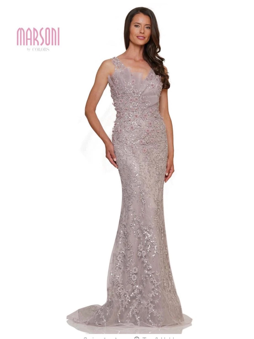 Marsoni By Colors Mauve Embellished Lace Maxi Gown